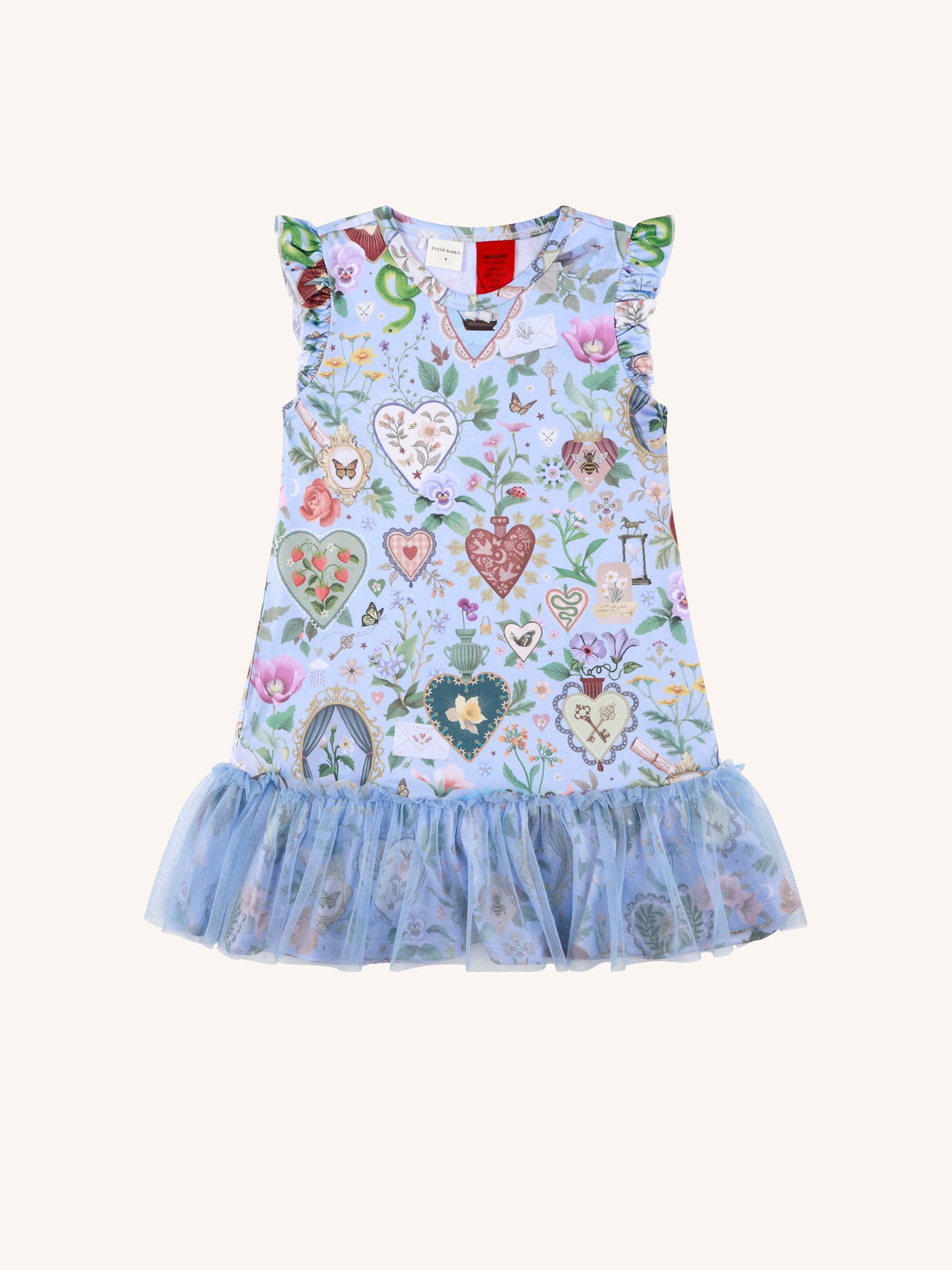'All my Hearts' Amore Tulle Nightie - Powder Blue