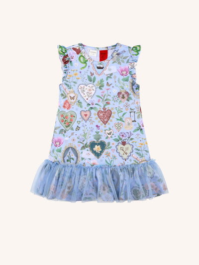 'All my Hearts' Amore Tulle Nightie - Powder Blue