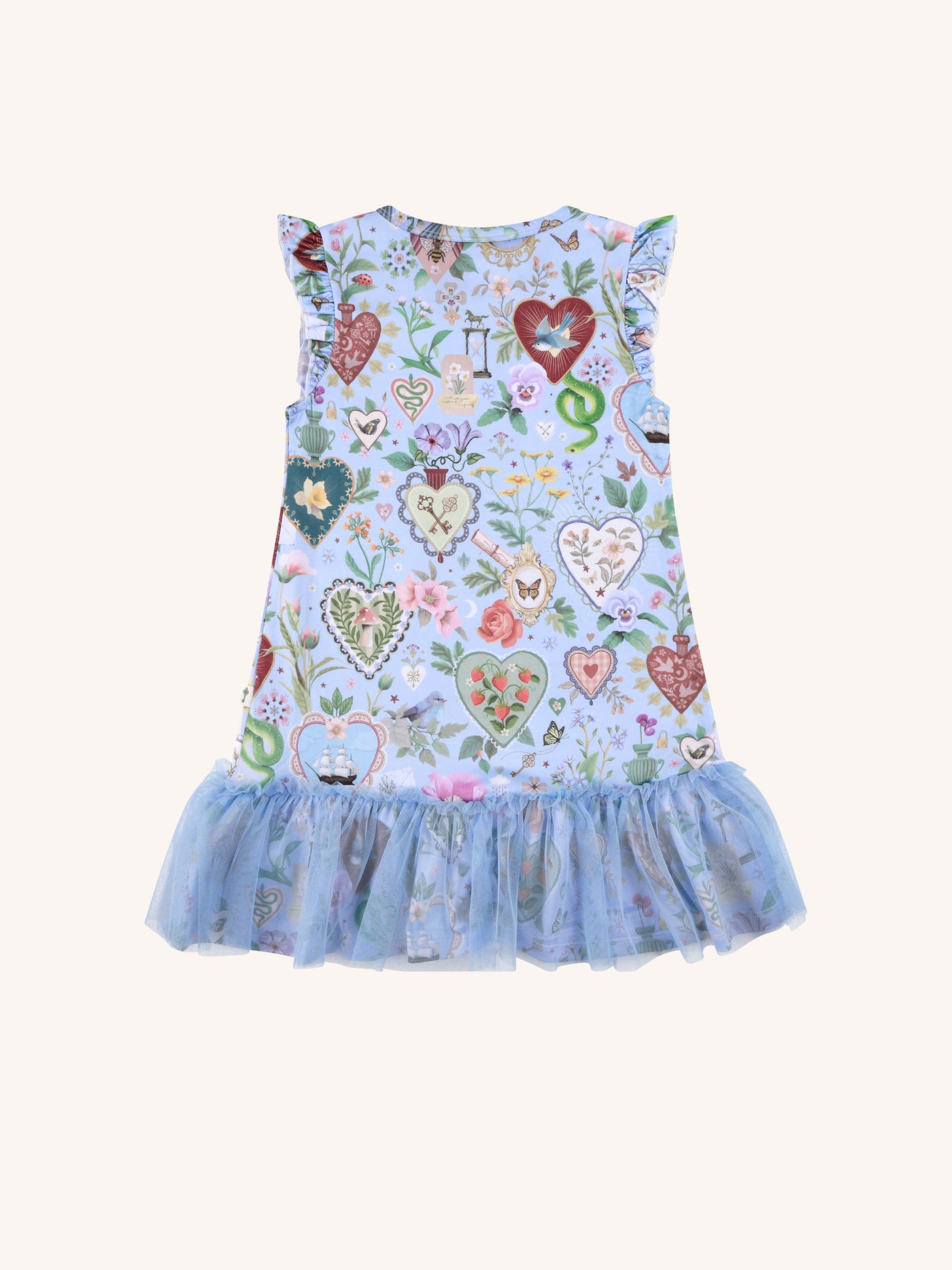 'All my Hearts' Amore Tulle Nightie - Powder Blue