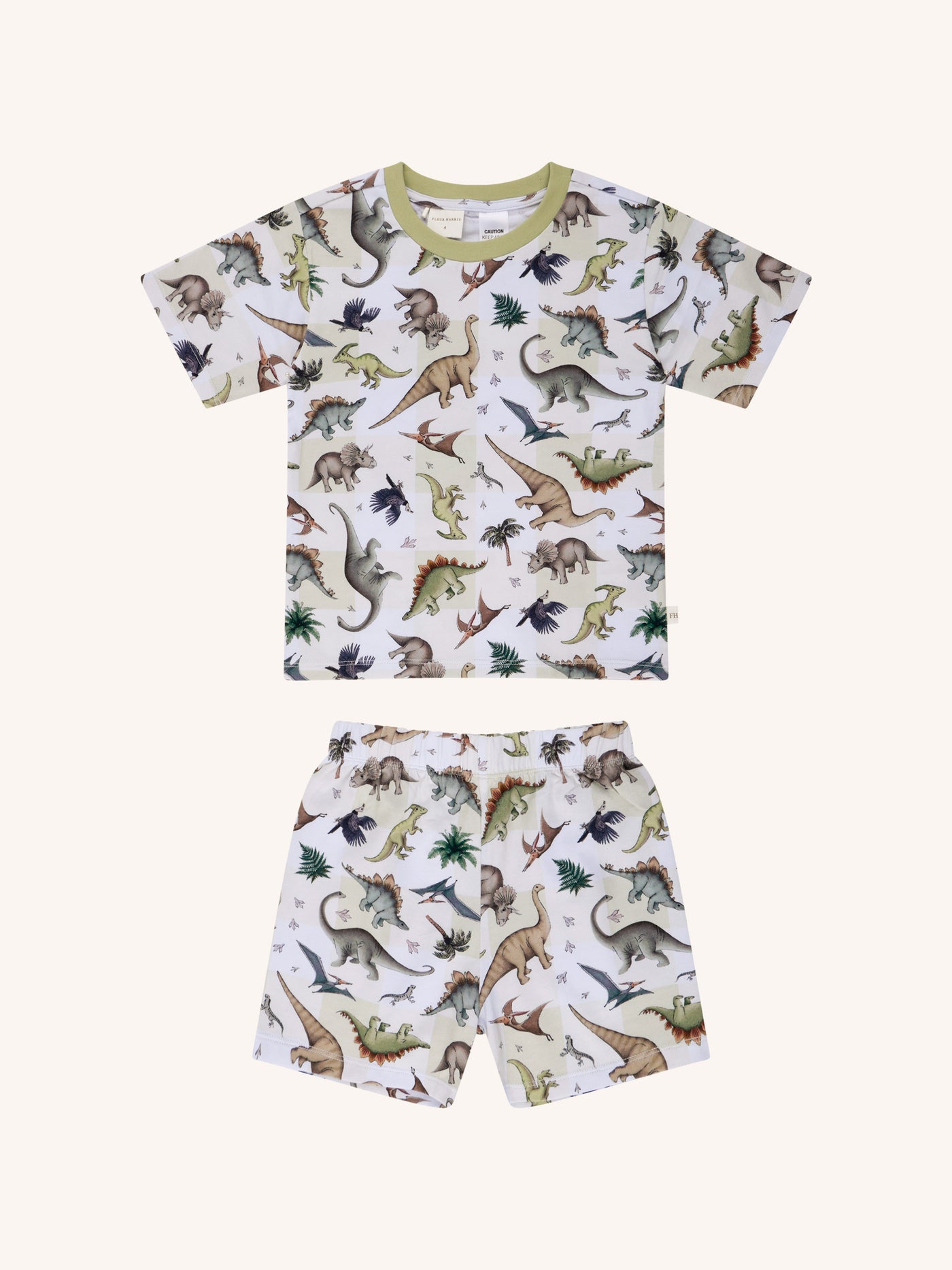'Prehistorica' Tavi Sleep Set - Avocado Check