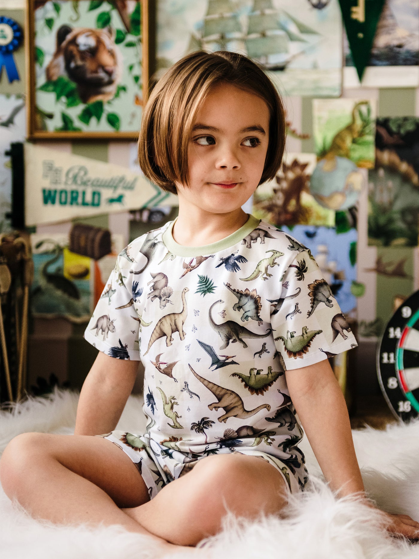 'Prehistorica' Tavi Sleep Set - Avocado Check