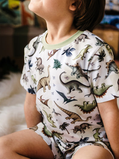 'Prehistorica' Tavi Sleep Set - Avocado Check