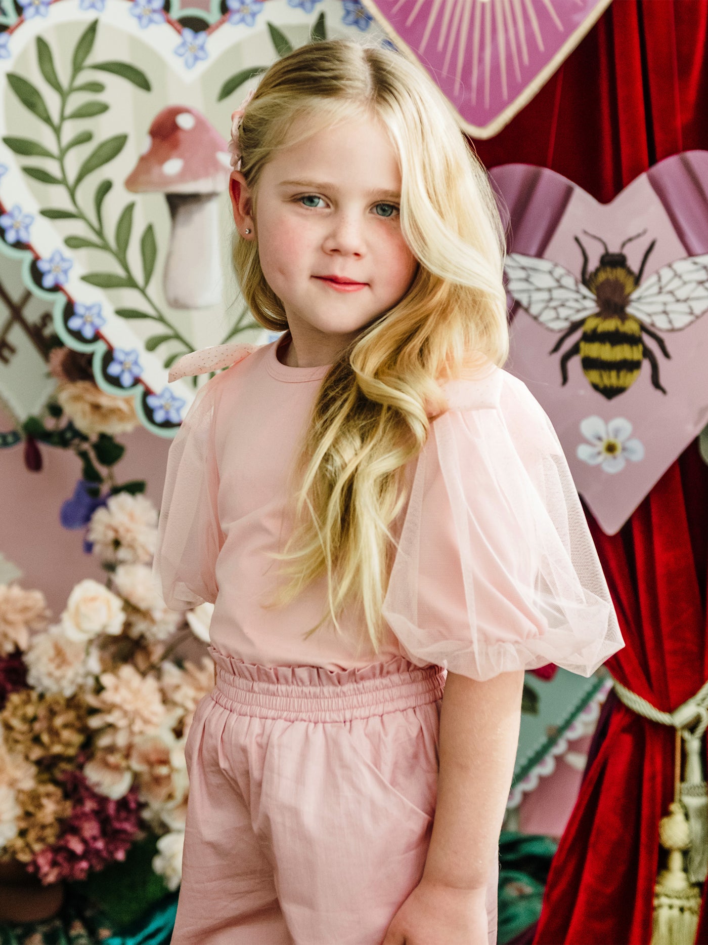 'All my Hearts' Pearla Top - Strawberry Cream