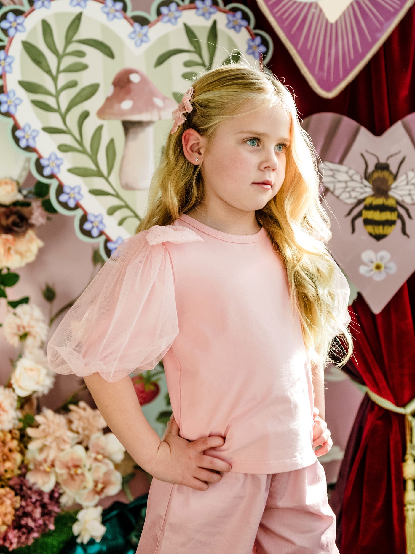 'All my Hearts' Pearla Top - Strawberry Cream