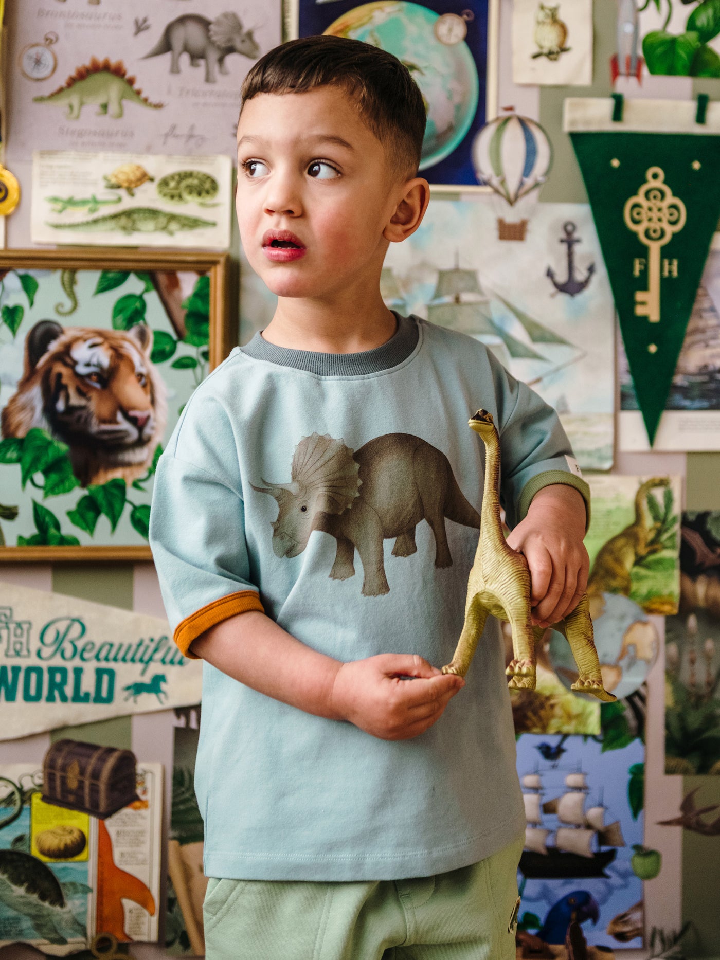 'Prehistorica' Creston Tee - Dusty Teal