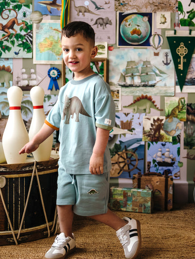 'Prehistorica' Creston Tee - Dusty Teal