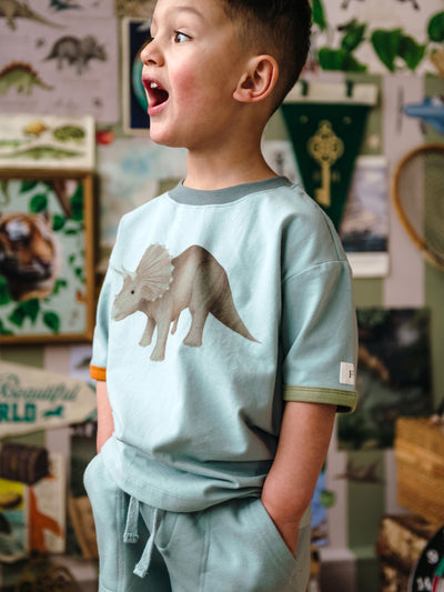 'Prehistorica' Creston Tee - Dusty Teal