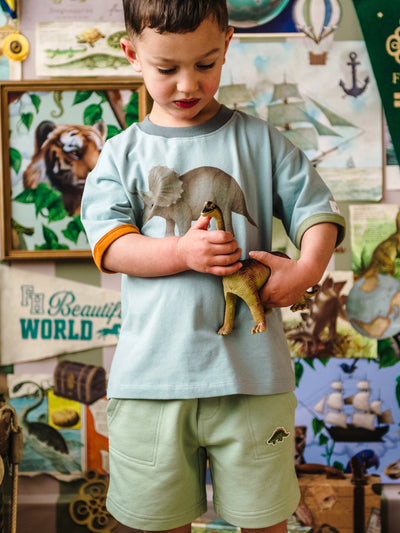 'Prehistorica' Creston Tee - Dusty Teal