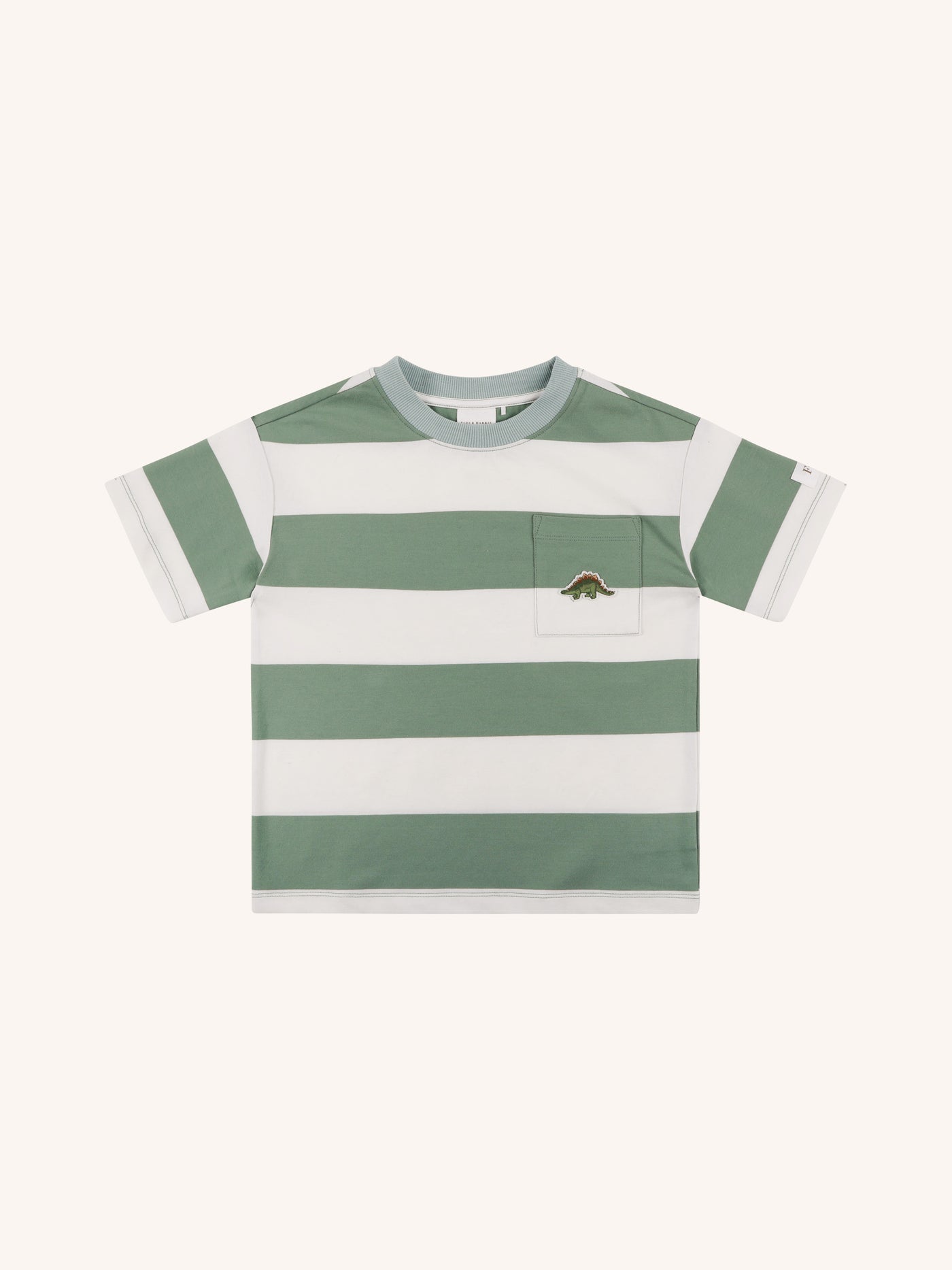 'Prehistorica' Hawser Stripe Tee - Olive Leaf