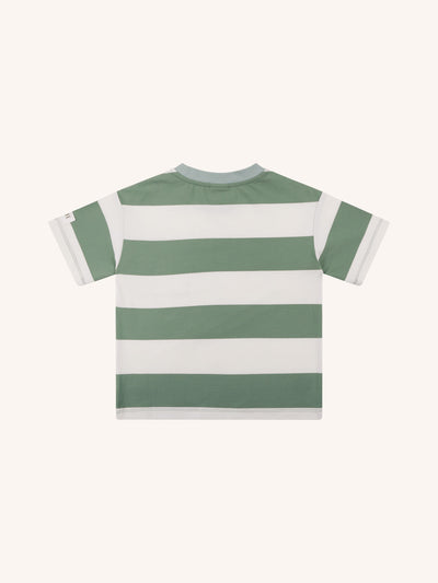 'Prehistorica' Hawser Stripe Tee - Olive Leaf