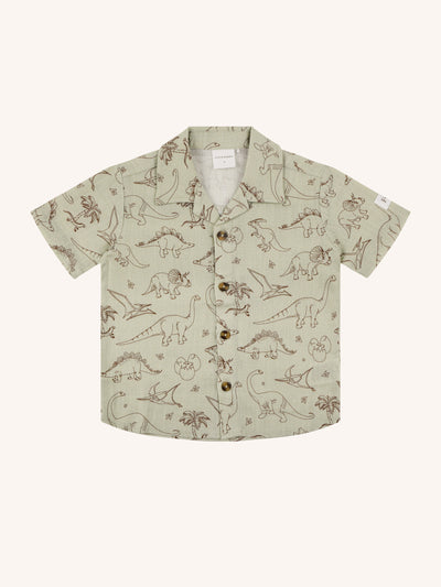 'Prehistorica' Verdan Shirt - Olive Leaf