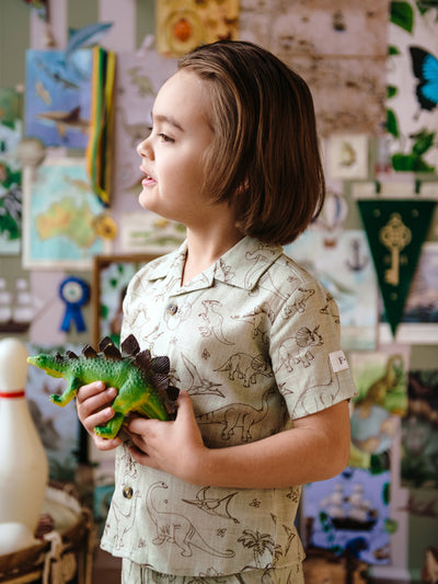 'Prehistorica' Verdan Shirt - Olive Leaf