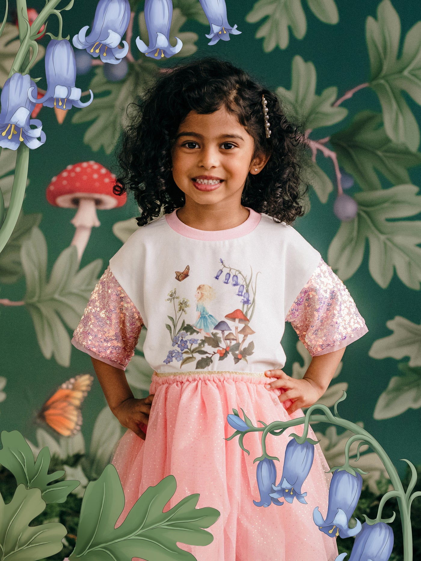 'Silky's Garden' Shimmer Sweet Tee - Sugar Pink