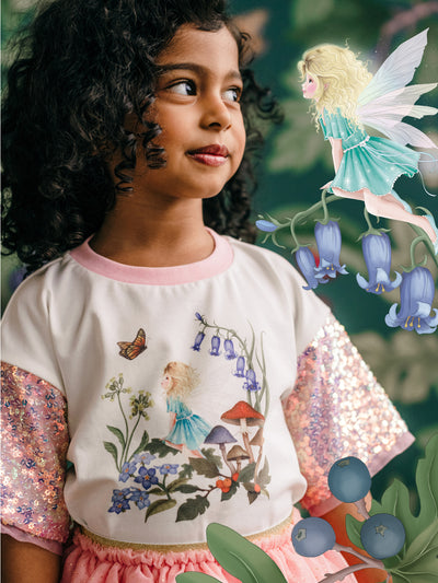 'Silky's Garden' Shimmer Sweet Tee - Sugar Pink