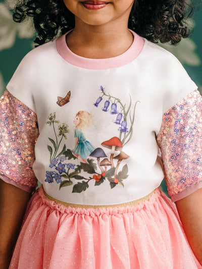 'Silky's Garden' Shimmer Sweet Tee - Sugar Pink