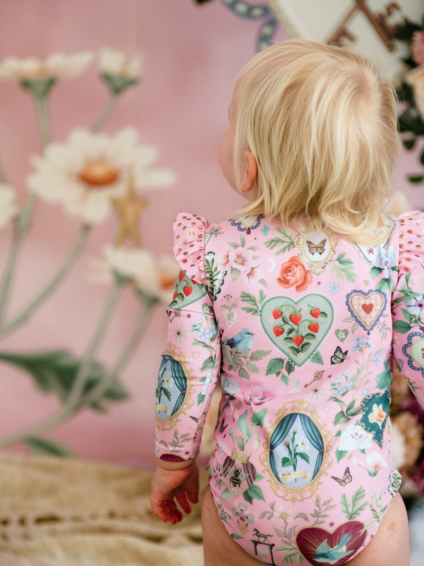 'All my Hearts' Delphine Baby Swimsuit - Pink Love