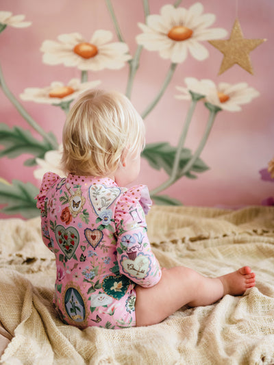 'All my Hearts' Delphine Baby Swimsuit - Pink Love