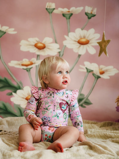 'All my Hearts' Delphine Baby Swimsuit - Pink Love