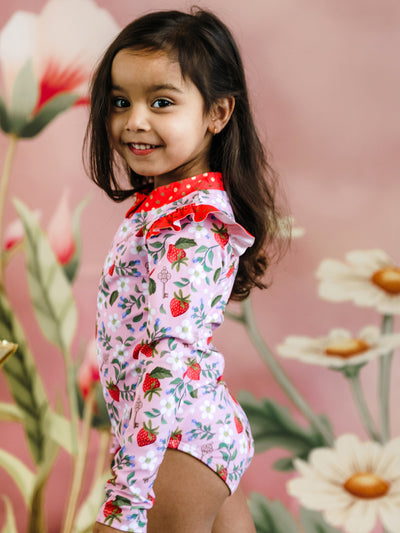 'Hearts Floral' Delphine Junior One Piece Swimsuit - Pink