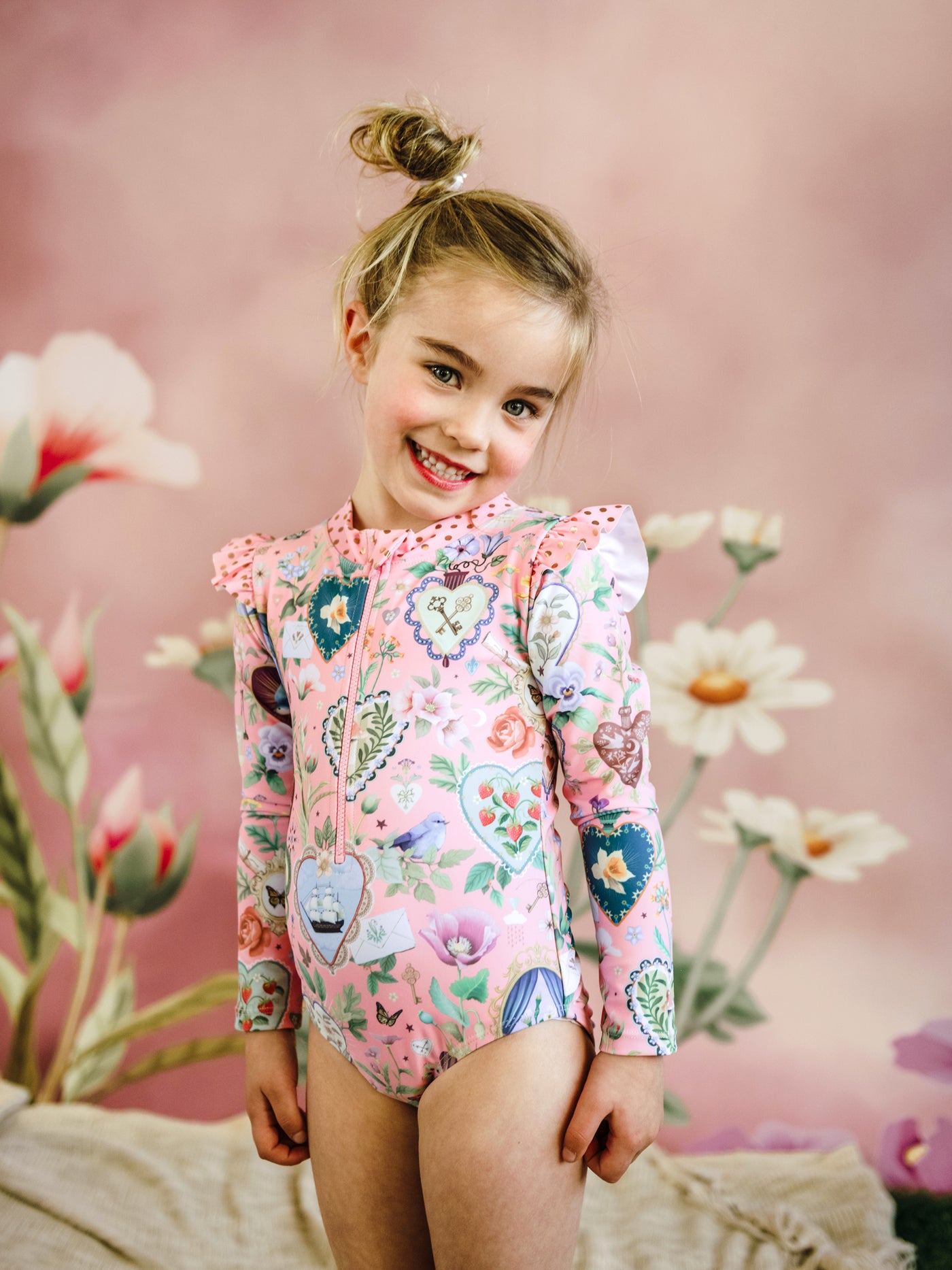 'All my Hearts' Delphine Junior One Piece Swimsuit - Coral