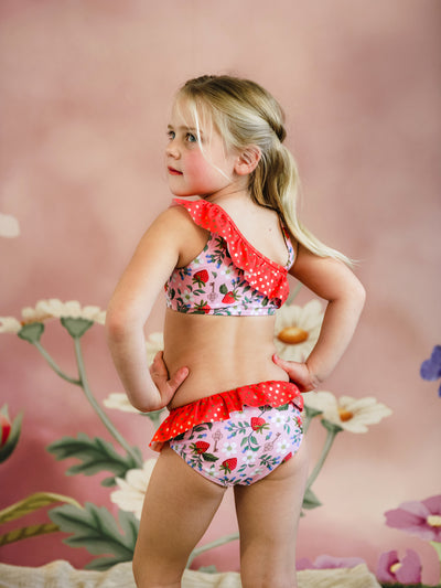 'Hearts Floral' Cascade Two Piece Swimsuit - Pink