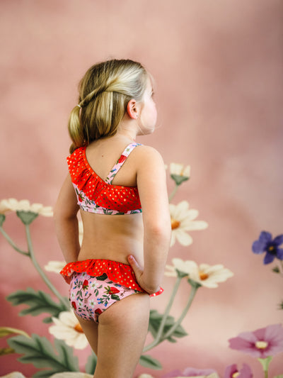 'Hearts Floral' Cascade Two Piece Swimsuit - Pink