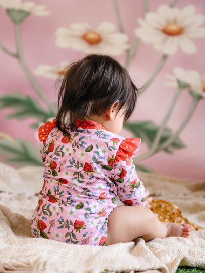 'Hearts Floral' Delphine Baby Swimsuit - Pink