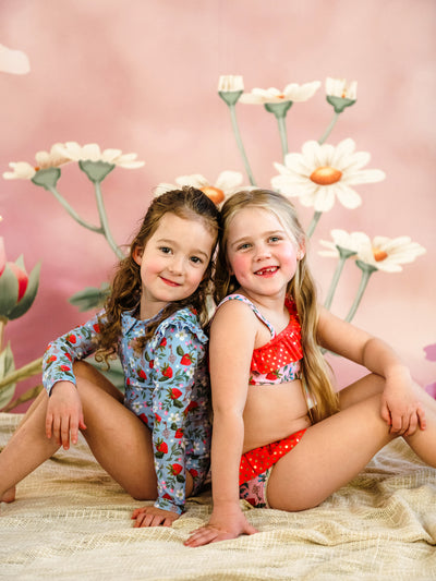 'Hearts Floral' Delphine Junior One Piece Swimsuit - Bright Violet