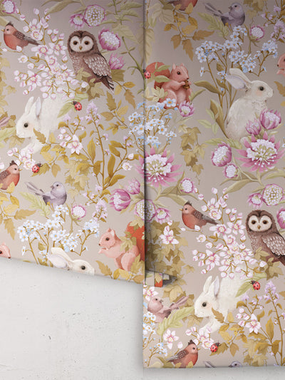 'Woodlands' Wallpaper-Taupe Gray
