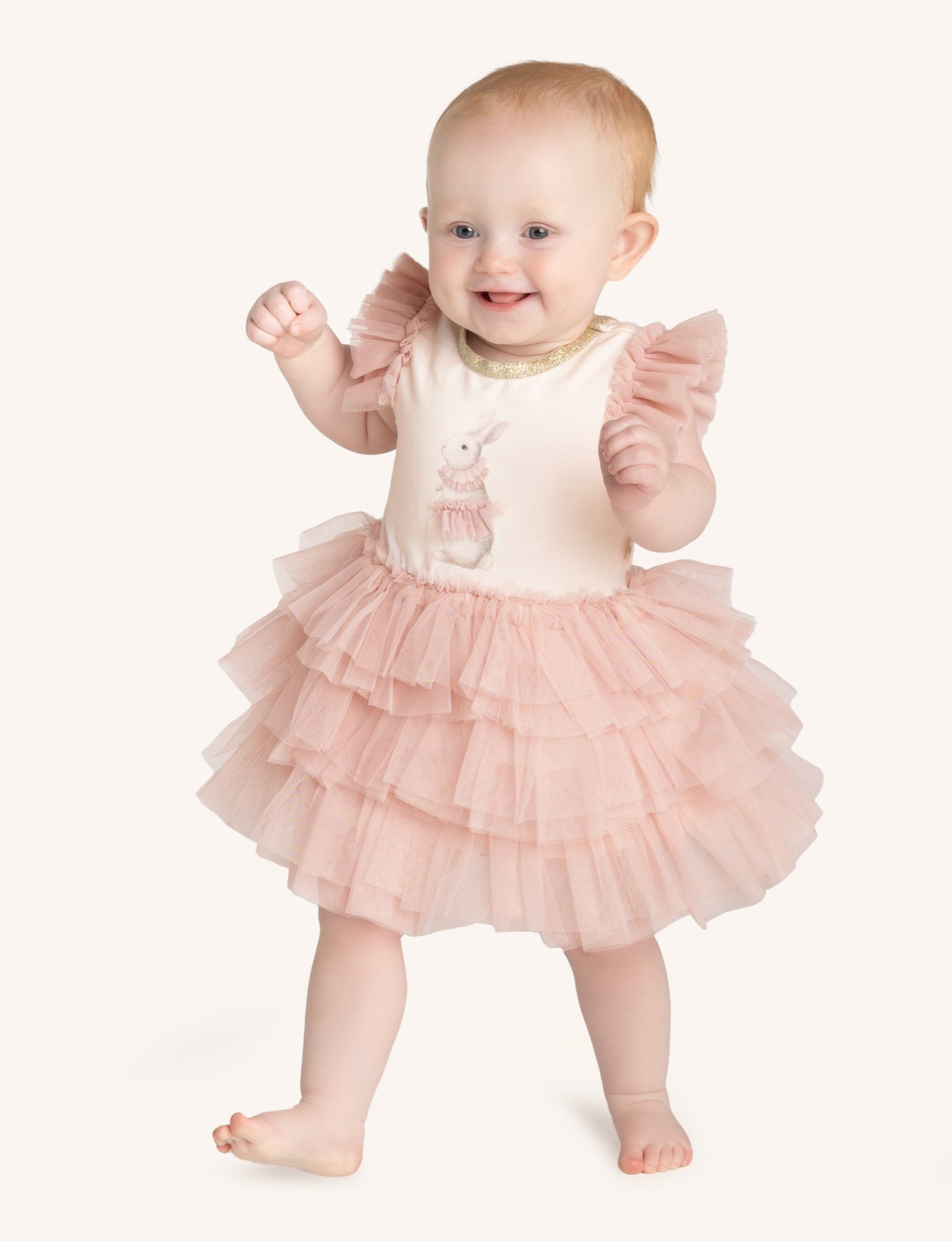 Tiered Tulle Jersey Dress Baby - Moonlight
