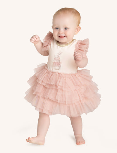Tiered Tulle Jersey Dress Baby - Moonlight