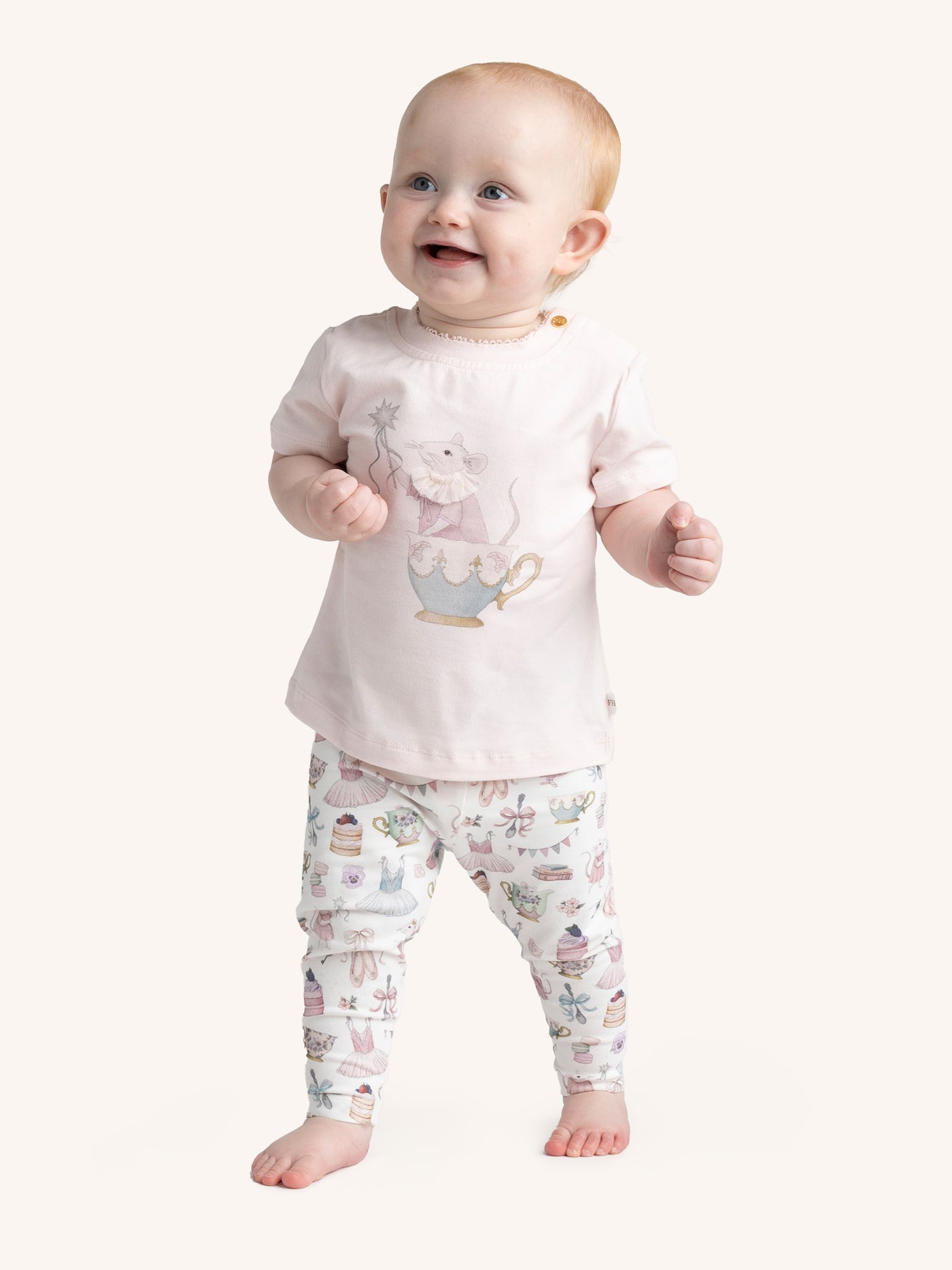 'Mouse in Tea Cup' Tee Baby - Blush